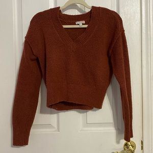 V-neck dark orange sweater